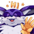 Size: 350x350 | Tagged: safe, artist:jevsterchester, big the cat, 2021, alternate version, dialogue, english text, eyes closed, fangs, flower, icon, mouth open, simple background, smile, solo, transparent background, waving