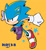 Size: 900x984 | Tagged: safe, artist:aimf0324, sonic the hedgehog, 2021, arms out, classic sonic, classic sonic (universe), clenched fists, eyestrain, looking offscreen, signature, simple background, smile, solo, sparkles, star (symbol), yellow background