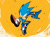 Size: 900x666 | Tagged: safe, artist:aimf0324, sonic the hedgehog, 2021, classic sonic, classic sonic (universe), falling, from below, looking offscreen, mid-air, smile, solo, treads