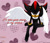 Size: 1280x1097 | Tagged: safe, artist:demonhedgehog, shadow the hedgehog, 2018, angel wings, barefoot, english text, frown, gloves off, heart, looking at viewer, sitting, solo, text, valentine's day, valentine's day card, wings
