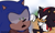 Size: 1280x764 | Tagged: safe, artist:demonhedgehog, shadow the hedgehog, sonic the hedgehog, 2017, clenched fists, clenched teeth, duo, gradient background, looking at them, looking offscreen, mouth open, signature, sonic boom (tv), this will end in pain, this won't end well, vulgar description
