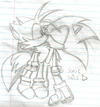 Size: 100x107 | Tagged: safe, artist:maggotthecat, miles "tails" prower, sonic the hedgehog, 2006, duo, gay, heart, kiss, line art, low res, monochrome, ship name, shipping, sketch, sonic x tails, traditional media