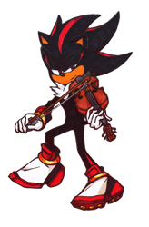 Size: 800x1223 | Tagged: safe, artist:dawnhedgehog555, shadow the hedgehog, 2018, frown, holding something, lidded eyes, musical instrument, simple background, solo, standing, transparent background, violin