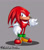 Size: 1280x1463 | Tagged: safe, artist:wishfulstella, knuckles the echidna, echidna, 2026, classic style, clenched fists, grey background, lineless, looking at viewer, male, shadow (lighting), simple background, smile, solo, standing, style emulation