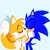 Size: 1024x1023 | Tagged: safe, artist:redsoda_10, miles "tails" prower, sonic the hedgehog, fox, hedgehog, 2026, age difference, blushing, cute, duo, eyes closed, gay, holding each other, hugging, kiss, male, shipping, side view, simple background, sonic x tails, standing, white background