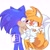 Size: 2048x2048 | Tagged: safe, artist:justsimplykit, miles "tails" prower, sonic the hedgehog, 2026, age difference, cute, duo, eyes closed, gay, heart, holding each other, kiss, kiss on cheek, shipping, signature, simple background, smile, sonabetes, sonic x tails, standing, tailabetes, white background