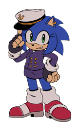 Size: 1021x1600 | Tagged: safe, artist:velveticicle, sonic the hedgehog, hedgehog, the murder of sonic the hedgehog, 2025, eyelashes, fingerless gloves, gender swap, looking at viewer, simple background, smile, solo, standing, transparent background