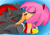 Size: 1754x1240 | Tagged: safe, artist:aimy_neko, artist:rockgothicgirl, editor:rockgothicgirl, amy rose, shadow the hedgehog, hedgehog, 2014, age difference, amy x shadow, color edit, duo, eyes closed, gradient background, kiss, shipping, signature, straight
