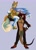 Size: 1324x1858 | Tagged: safe, artist:azuredreamrealm, mighty the armadillo, ray the flying squirrel, armadillo, squirrel, 2021, alternate universe, beanbrows, blue background, carrying them, claws, clothes, duo, ear fluff, fingerless gloves, fur markings, gloves, hand on hip, looking at each other, male, mouth open, paws, scarf, shoulder fluff, simple background, smile, standing, stockings, toeless socks, wink