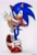 Size: 1403x2048 | Tagged: safe, artist:63117dstnc3, sonic the hedgehog, hedgehog, 2026, clothes, hand on hip, jacket, looking at viewer, male, poss, simple background, smile, solo, standing, white background