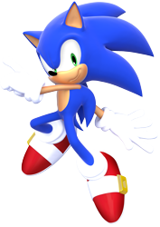 Size: 1417x2000 | Tagged: safe, artist:modernlixes, sonic the hedgehog, 2017, 3d, looking at viewer, mid-air, pointing, simple background, smile, solo, sonic generations, transparent background