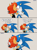 Size: 1440x1959 | Tagged: safe, artist:risziarts, sally acorn, sonic the hedgehog, chipmunk, hedgehog, 2023, blushing, comic, dialogue, duo, english text, female, kiss, kiss on lips, male, sally x sonic, sally's ringblader outfit, shipping, simple background, speech bubble, straight