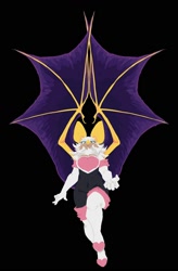 Size: 1314x2000 | Tagged: safe, artist:cloud_yaa, rouge the bat, 2026, black background, flying, from below, frown, looking at viewer, looking down, looking down at viewer, mid-air, simple background, solo, spread wings, wings
