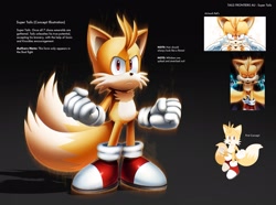 Size: 2048x1522 | Tagged: safe, artist:thatbirdguy_, miles "tails" prower, super tails, fox, sonic frontiers, 2026, alternate universe, au:tails frontiers, aura, clenched fists, english text, frown, gradient background, looking at viewer, male, solo, super form, text