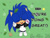 Size: 1032x774 | Tagged: safe, artist:sleepy3head, hedgehog, blue fur, candy, child, closed eyes, clothes, english text, eye clipping through hair, eyes closed, food, grass, grin, holding something, hoodie, male, ocbetes, open mouth, open smile, signature, smile, socks, solo