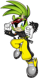Size: 4222x8000 | Tagged: safe, artist:shadowlifeman, scourge the hedgehog, surge the tenrec, glasses, idw, leather jacket, outfit swap, uekawa style