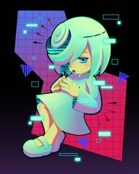 Size: 960x1200 | Tagged: safe, artist:nek0platinum, sage, sonic frontiers, 2026, abstract background, digital static, looking at viewer, mouth open, solo