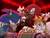 Size: 2048x1571 | Tagged: safe, artist:hakzophobic, knuckles the echidna, miles "tails" prower, sonic the hedgehog, sonic riders: zero gravity, 2026, clenched teeth, driving, extreme gear, glasses, goggles, goggles on head, holding something, looking at viewer, redraw, signature, steering wheel, team sonic, trio, vehicle