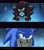 Size: 1821x2048 | Tagged: safe, artist:tenderandmilder, shadow the hedgehog, sonic the hedgehog, 2025, chainsaw man, duo, frown, gay, i teach you everything, lidded eyes, meme, pawpads, paws, shadow x sonic, shipping, smile, water