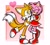 Size: 2048x1831 | Tagged: safe, artist:casiovision, amy rose, miles "tails" prower, 2026, amy x tails, duo, eyes closed, heart, holding hands, looking at them, mouth open, shipping, smile, standing, standing on one leg, straight, style emulation, uekawa style