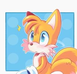 Size: 626x600 | Tagged: safe, artist:anouckyshim, miles "tails" prower, fox, cute, emanata, male, solo, tailabetes