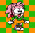 Size: 915x873 | Tagged: safe, artist:captainquack64, amy rose, hedgehog, checkered background, classic amy, female, gloves, looking offscreen, open mouth, open smile, shoes, skirt, smile, solo, standing