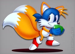 Size: 1840x1336 | Tagged: safe, artist:clarissa_arts, miles "tails" prower, fox, classic tails, dora the explorer, gem, male, mask, solo, swiper