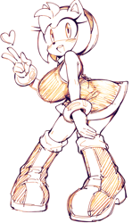 Size: 753x1268 | Tagged: safe, artist:sanzaruuuuu, amy rose, female, full body, posing, sketch, white background