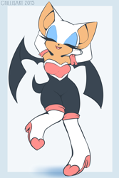 Size: 1000x1500 | Tagged: safe, artist:spacecolonie, rouge the bat, bat, boots, breasts, dancing, eyes closed, female, open mouth, open smile, smile, solo