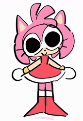 Size: 1200x1755 | Tagged: safe, artist:vixendaize, amy rose, 2026, amybetes, cute, derp, flat colors, simple background, solo, standing, white background