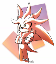 Size: 1280x1446 | Tagged: safe, artist:smileponeh, silver the hedgehog, 2026, arms folded, frown, looking offscreen, solo, standing
