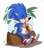 Size: 1151x1317 | Tagged: safe, artist:orlandofox, sonic the hedgehog, hedgehog, chili dog, eating, food, gloves, hot dog, log, male, outline, palm tree, sausage, shoes, signature, sitting, solo, treads, white outline