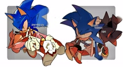 Size: 2048x1132 | Tagged: safe, artist:afajiao, amy rose, shadow the hedgehog, sonic the hedgehog, 2025, english text, injured, protecting, simple background, trio, white background