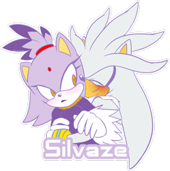 Size: 1426x1434 | Tagged: safe, artist:rubywiitch, blaze the cat, silver the hedgehog, cat, hedgehog, 2015, blaze x silver, blushing, duo, english text, female, hugging, male, shipping, smile, straight, transparent background