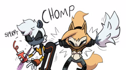 Size: 1570x880 | Tagged: safe, artist:rattiesteps, tangle the lemur, whisper the wolf