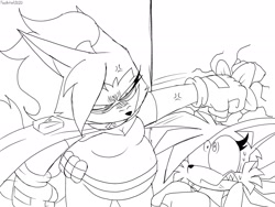 Size: 2048x1536 | Tagged: safe, artist:fartist2020, fiona fox, whisper the wolf, wall punch