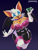 Size: 1080x1440 | Tagged: suggestive, artist:charupopu, rouge the bat, bat, alternate version, busty rouge, chaos emerald, emerald, female, floating, holding something, looking at viewer, simple background, solo