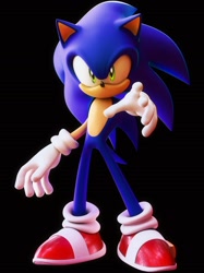 Size: 1074x1439 | Tagged: safe, artist:flyshyva, sonic the hedgehog, sonic the hedgehog (2006), 2026, 3d, black background, looking at viewer, reaching out, reaching towards the viewer, redraw, simple background, solo, standing