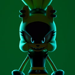 Size: 2048x2048 | Tagged: safe, artist:danthedj12, surge the tenrec, 2026, glowing eyes, green background, looking at viewer, mouth open, sharp teeth, simple background, smile, solo, standing