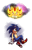 Size: 1024x1622 | Tagged: safe, artist:mintch0c0late, shadow the hedgehog, sonic the hedgehog, super shadow, hedgehog, 2014, chest fluff, duo, frown, looking at viewer, looking offscreen, male, simple background, sitting, super form, transparent background, treads