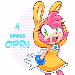 Size: 2048x2048 | Tagged: safe, artist:woniksonik, amy rose, 2026, easter, hood, hood up, hoodie, looking at viewer, mouth open, smile, solo, standing