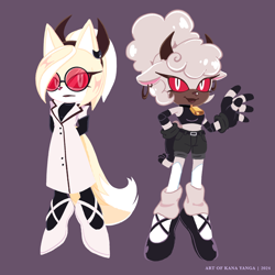 Size: 2048x2048 | Tagged: safe, artist:kanayanga, fox, sheep, clara, hazbin hotel, mobianified, odette