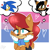 Size: 2000x2000 | Tagged: safe, artist:yoshiyoshi700, nicole the hololynx, sally acorn, sonic the hedgehog, chipmunk, hedgehog, lynx, 2025, bisexual, bisexual pride, blushing, female, heart, male, nicole x sally, polyamory, pride flag, sally x sonic, sally's ringblader outfit, shipping, simple background, sitting, solo, thinking, white background, wink