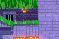 Size: 1800x1200 | Tagged: safe, anonymous artist, fire, lava, marble zone, no characters, torch