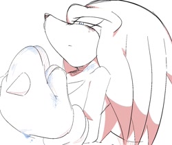Size: 1064x899 | Tagged: safe, artist:aoshibazakura95, knuckles the echidna, 2025, lidded eyes, monochrome, simple background, solo, white background