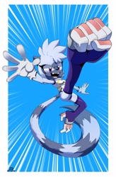 Size: 2682x4096 | Tagged: safe, artist:buddyhyped, tangle the lemur, looking at viewer, mouth open, open smile, reaching towards the viewer, smile, smiling at viewer, solo, speed lines