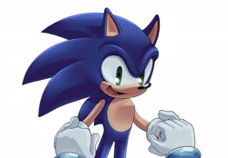 Size: 2048x1423 | Tagged: safe, artist:jadepesky, sally acorn, sonic the hedgehog, chipmunk, hedgehog, 2026, duo, female, happy, heart, holding hands, looking at each other, male, sally x sonic, sally's ringblader outfit, shipping, simple background, smile, smiling at them, straight, white background