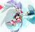Size: 1415x1283 | Tagged: dead source, safe, artist:miijiu, blaze the cat, silver the hedgehog, cat, hedgehog, abstract background, alternate outfit, blaze x silver, christmas outfit, duo, english text, eyes closed, female, happy, hat, hugging, male, mid-air, santa hat, shipping, smile, straight, telekinesis, treads