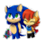 Size: 894x894 | Tagged: safe, artist:risziarts, artist:syrcaii, sally acorn, sonic the hedgehog, chipmunk, hedgehog, 2020, blushing, bouquet, duo, eyes closed, female, flower, flower bouquet, holding something, male, sally x sonic, sally's ringblader outfit, shipping, simple background, standing, straight, transparent background