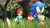 Size: 1920x1080 | Tagged: safe, artist:splatfoon, sally acorn, sonic the hedgehog, chipmunk, hedgehog, 2017, 3d, archie sonic the hedgehog, daytime, duo, female, forest, grass, looking at each other, male, running, sally x sonic, sally's ringblader outfit, shipping, source filmmaker, straight, tree